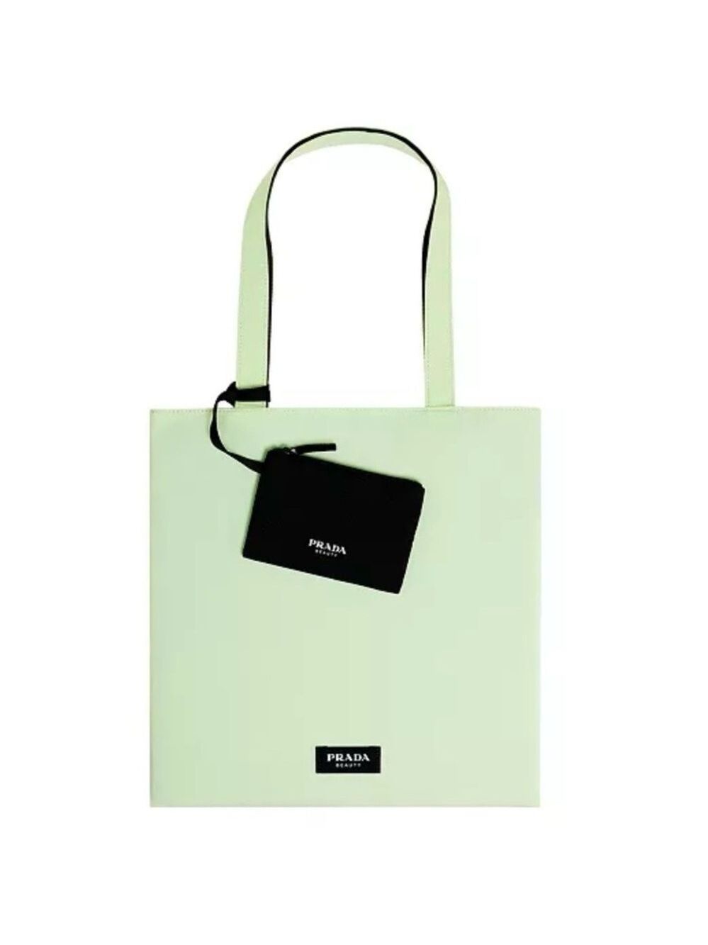 Prada Beauty Light Green Tote with Black Pouch New Authentic
